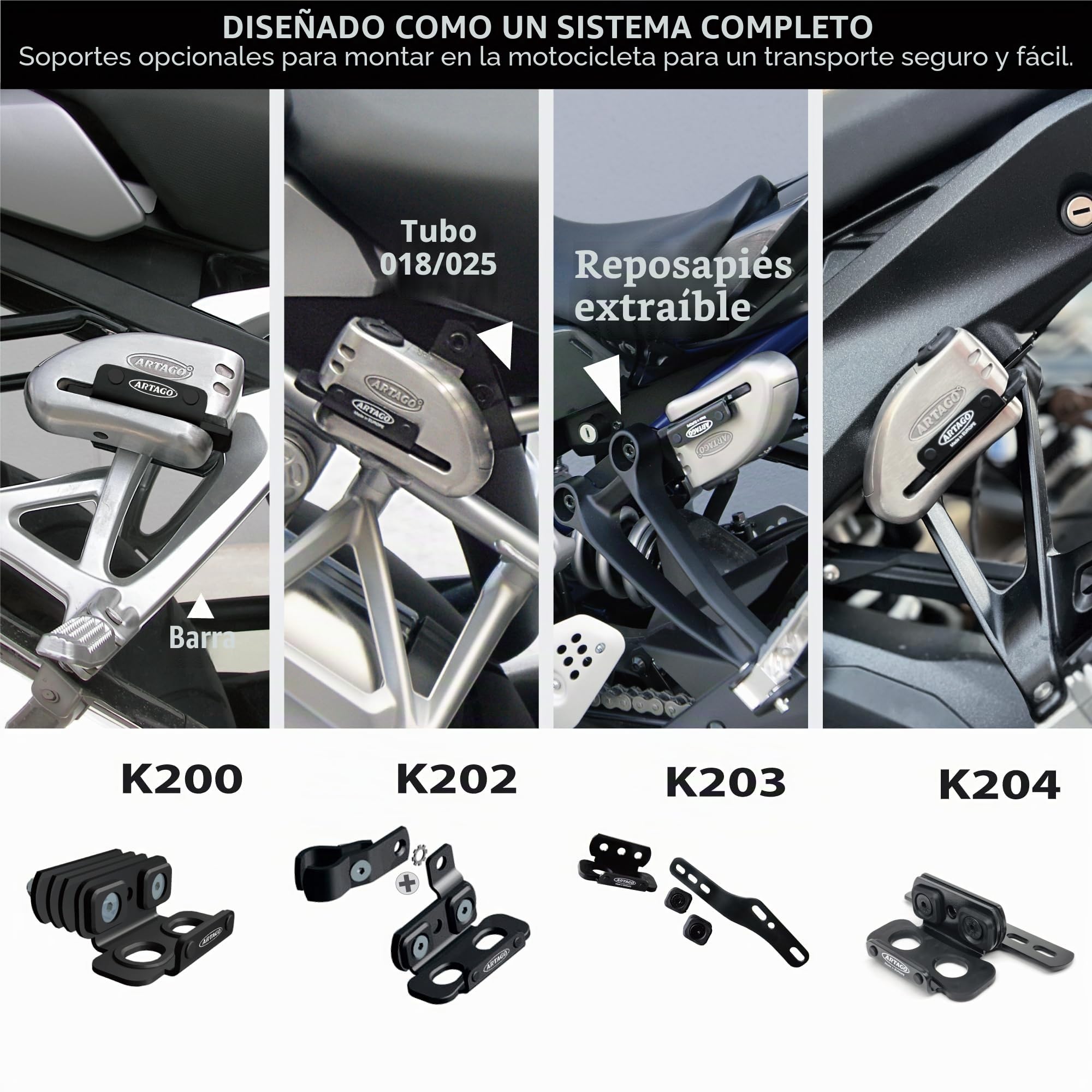 ARTAGO 32 Candado Moto Alta Gama, Mejor Antirrobo Disco con Alarma Inteligente Don't Touch 120dB, Homologado SRA y SSG, Exclusivo Triple Cierre Ø15.5, Blindaje Anti-Taladro 5mm, Pinza Cepo Acero Inox