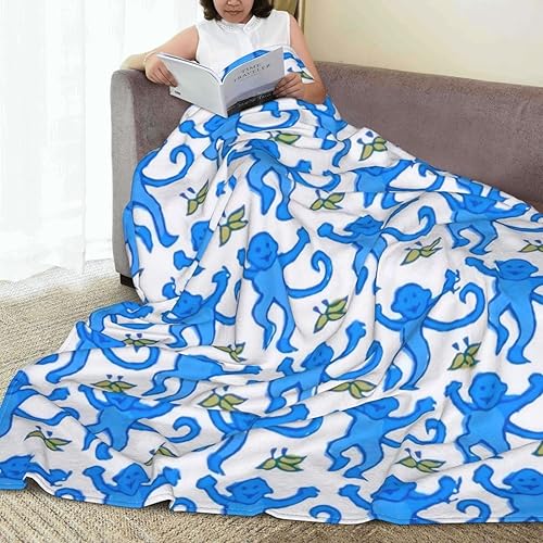 Miniatura 4 de Monkeys - Manta ligera y cómoda de microforro polar ultrasuave y cálida para cama o sala de estar (azul, 80 x 60 pulgadas)