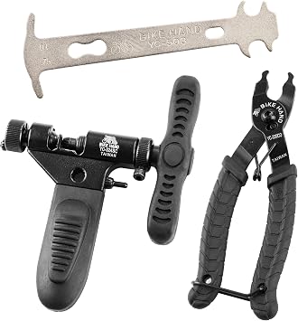 BikeHand Bike Bicycle Chain Wear Checker, Quick Master Link Pliers & Chain Breaker Rivet Tool Professional Chain Tool Kit for Road, Mountain, and Hybrid Bikes