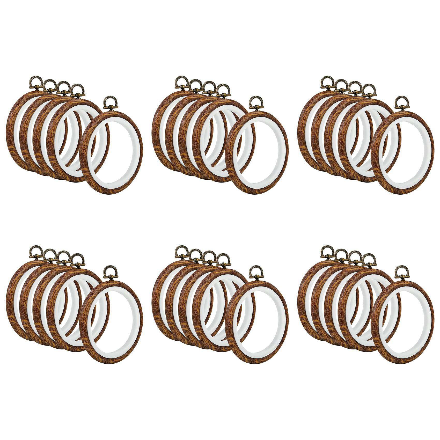 Hndhbfgrt 30Pcs Embroidery Hoops Imitated Wood Embroidery Circle Round Display Frame Circle for Art Craft Sewing and Hanging