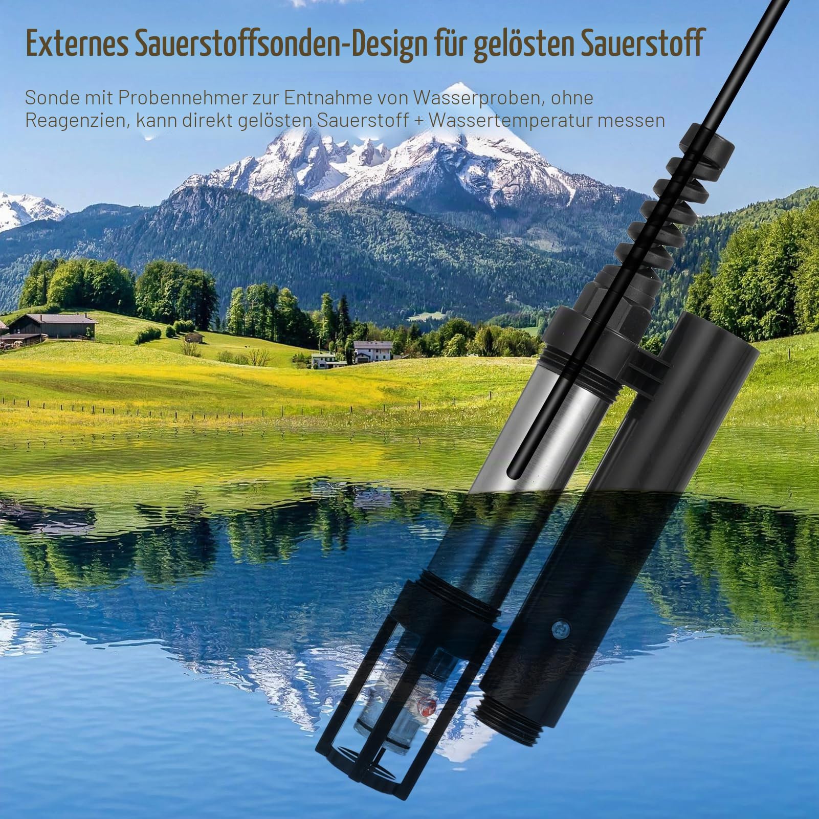6-in-1 Digitaler Tester für gelösten Sauerstoff, Wasserqualitätsdetektor, pH-Wert, Temperatur, Ammoniak, Stickstoff, giftiges Ammoniak, Nitrit, Messgerät für gelösten Sauerstoff,.