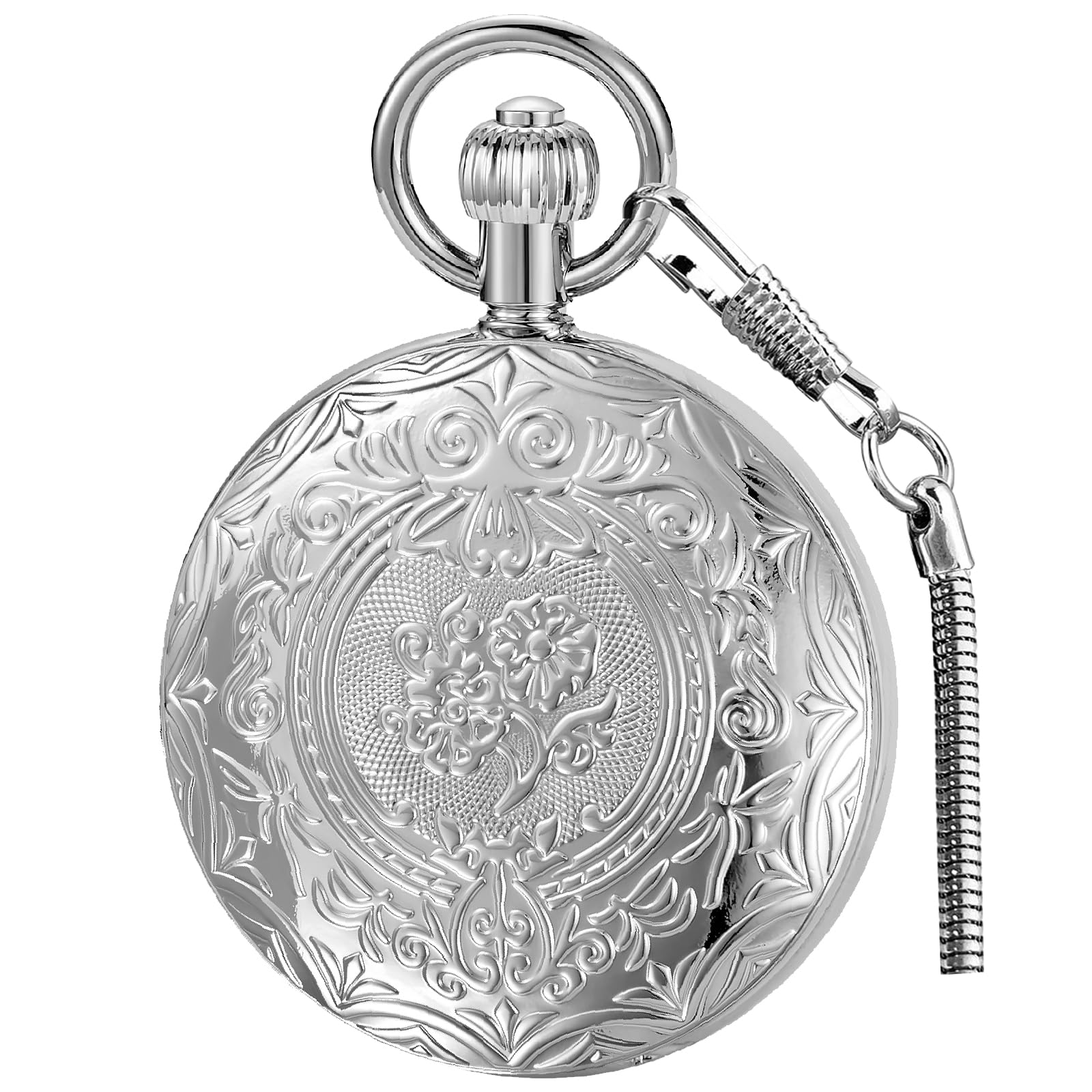 Tiong Vintage Mechanical Pocket Watch Unique Tourbillon Moon Phase Roman Numerals Scale Double Hunter Pocket Watches & Gift Box