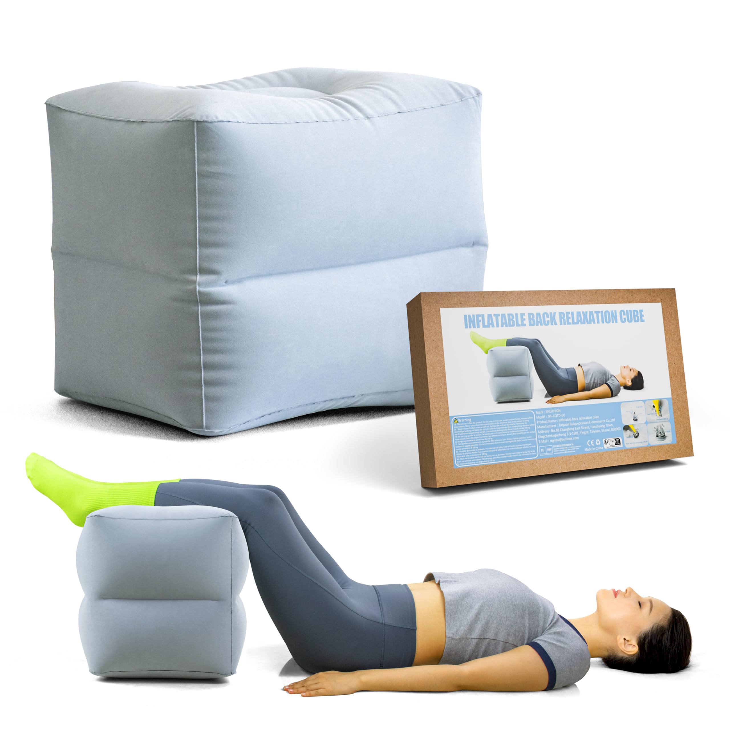 Cuscino Per Gambe, Cubo Gonfiabile, Cuscino Gambe, Rilassati La Schiena, Alleviare Mal Di Schiena/Sciatica/Pressione Del Disco Intervertebrale