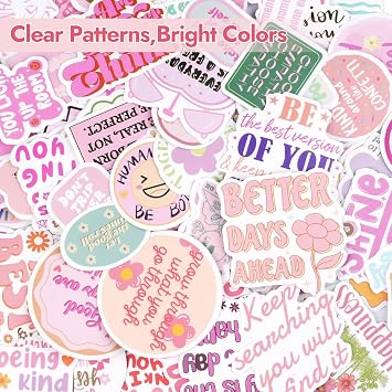 100 PCS Pink Motivational Stickers, Vinyl Positivity Scrapbook Stickers