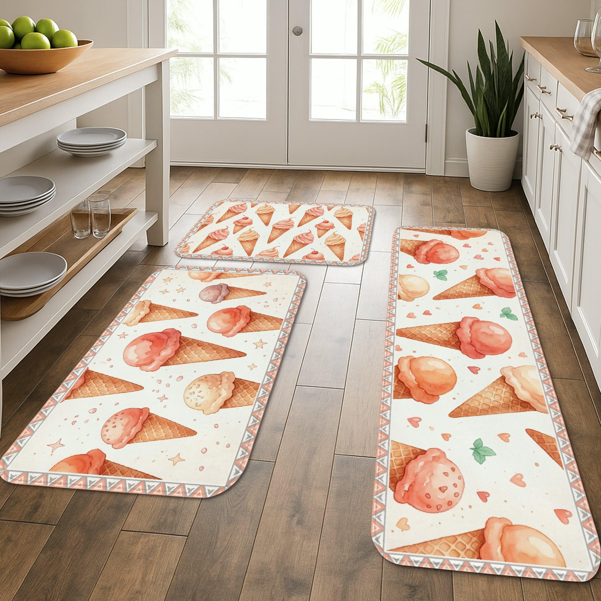 Tapis de cuisine lavable vintage doux lot de 3 tapis de sol