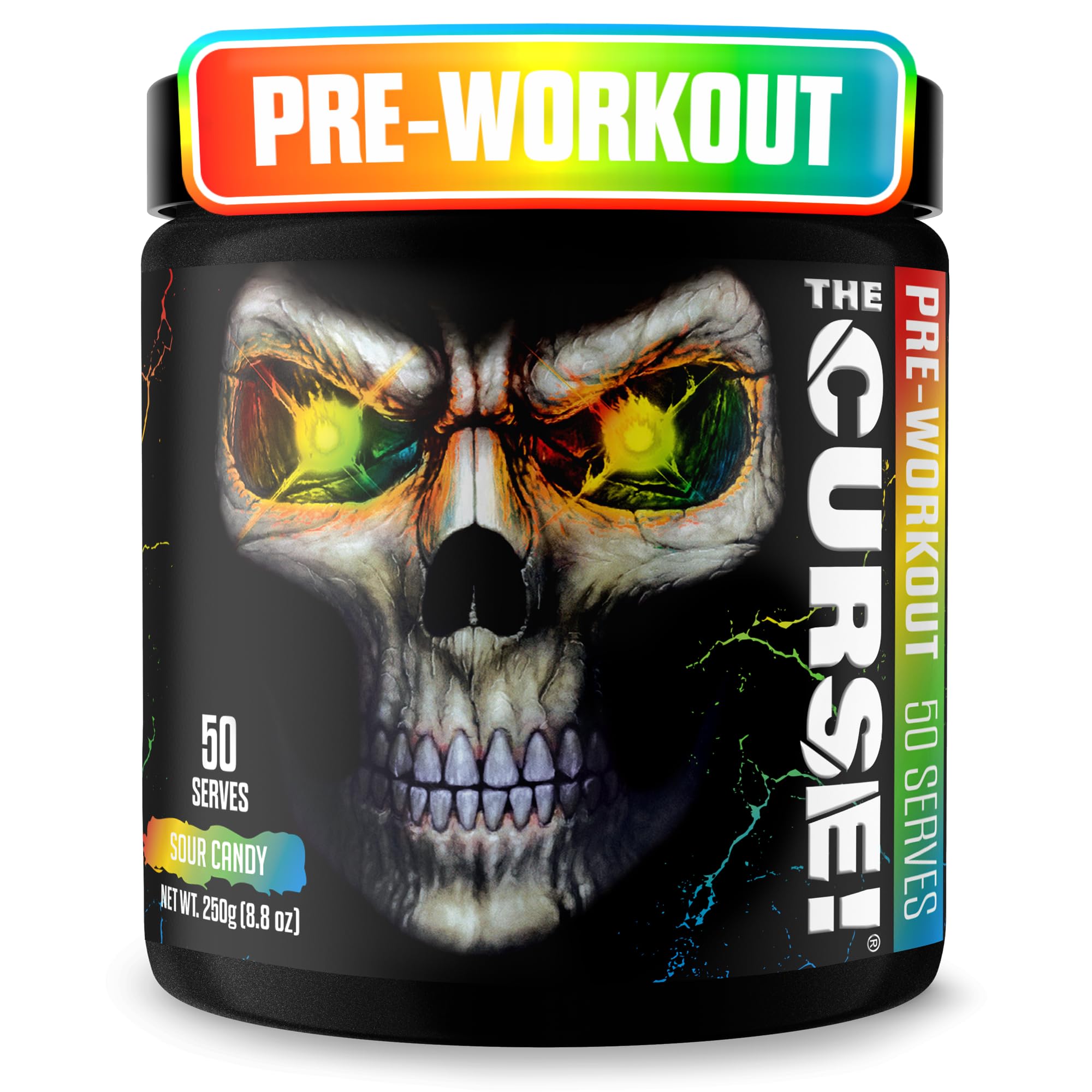 The Curse! Pre Workout Powder for Men & Women, Caffeine, Beta-Alanine, Creatine, L-Citrulline, 50 Servings, Sour Candy Flavor – Boost Energy, Strength & Focus