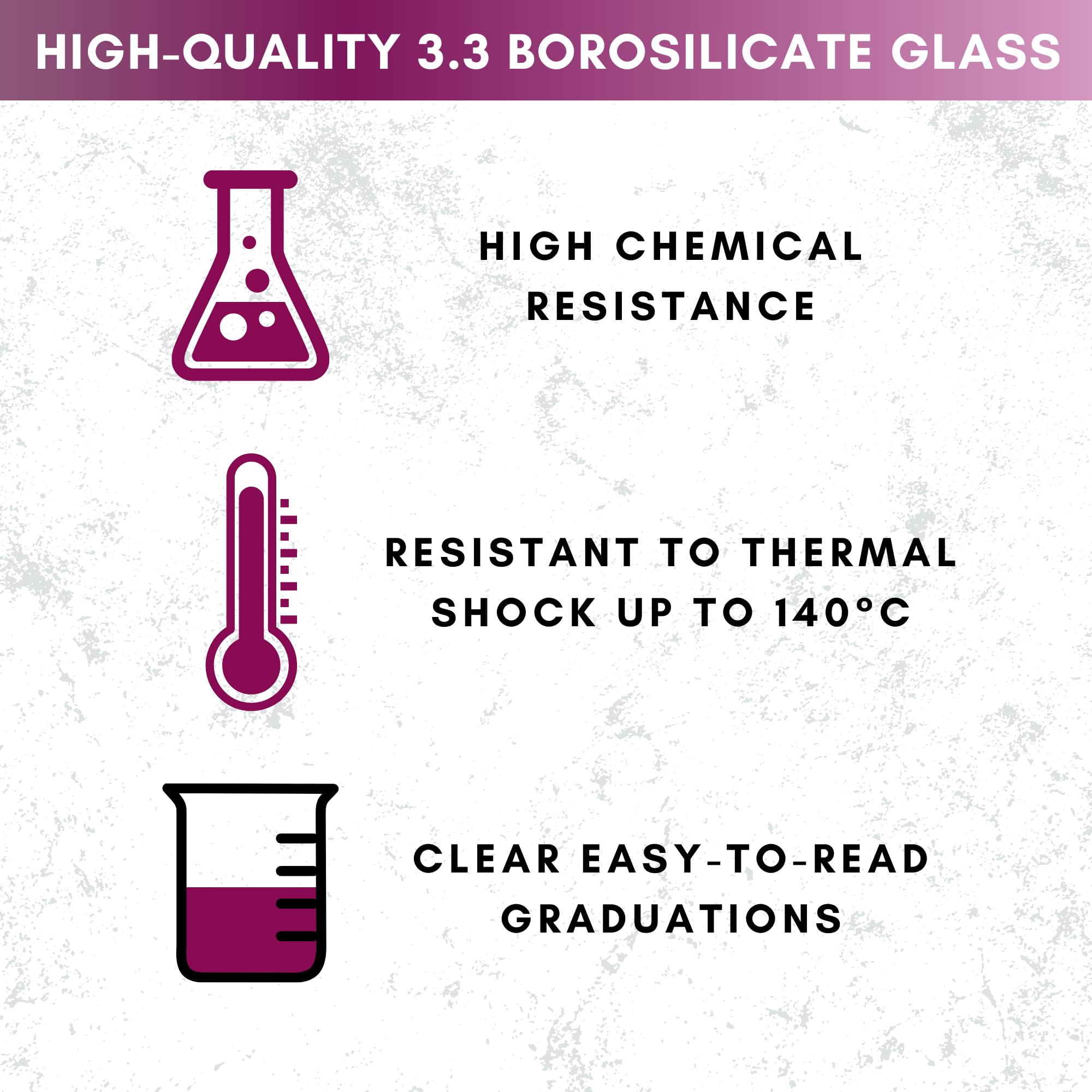 Bicchiere graduato in vetro borosilicato 3,3, forma bassa, con beccuccio, becher Griffin, chimicamente resistente e resistente al calore, bicchiere in vetro da 1000 ml, confezione da 1