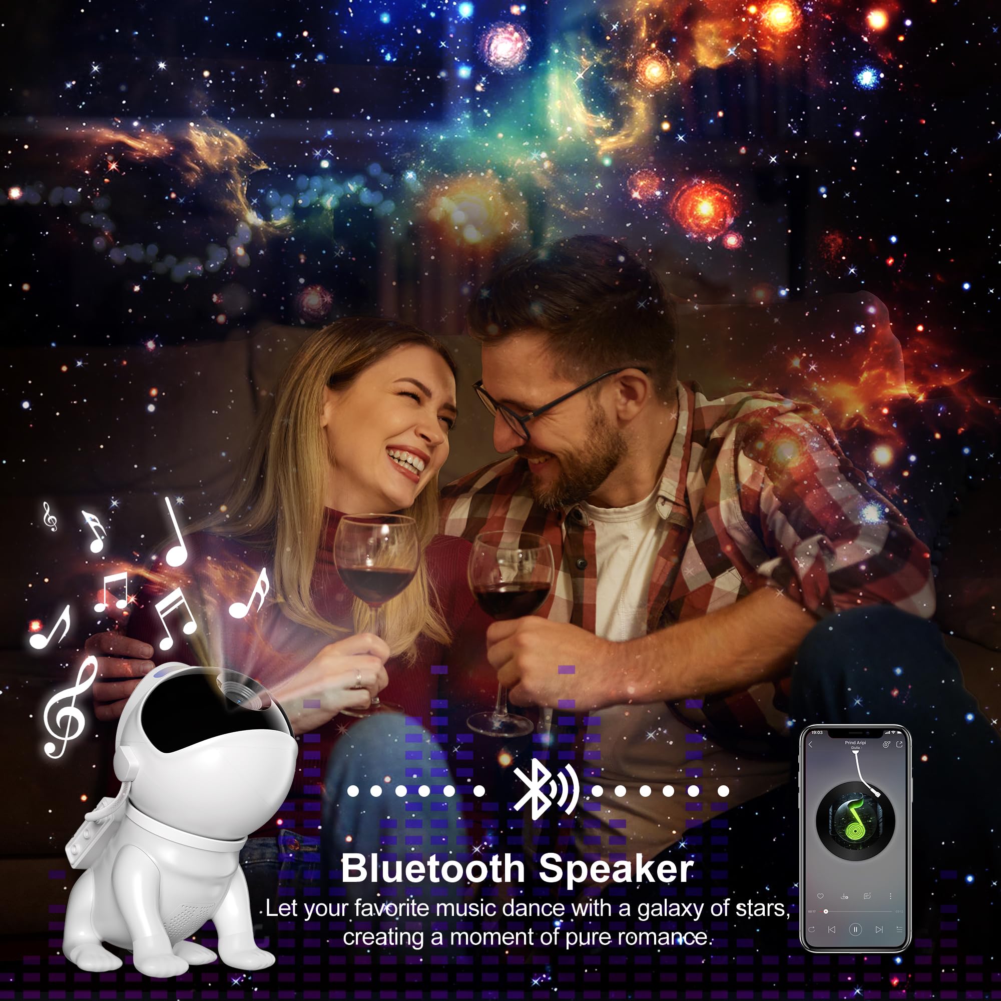 Sternenhimmel Projektor, Planetarium Projector with 12 Planet Discs, 15 Weißes Rauschen, Bluetooth Lautsprecher, Timer, Fernbedienung, Galaxy Projektor für Deko, Schlafzimmer, Kinder, Erwachsene