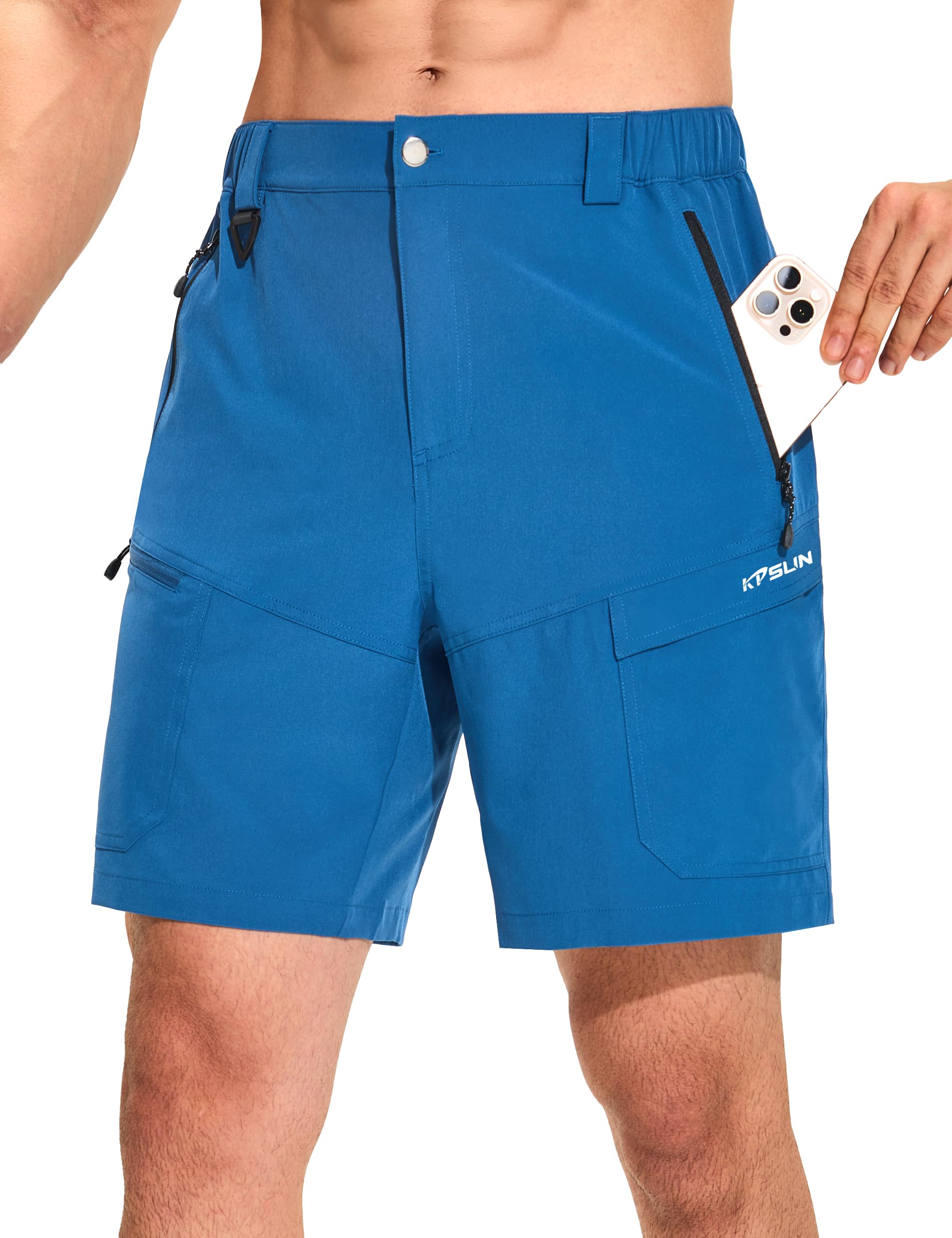 KPSUN Mens 7 Hiking Cargo Shorts Lightweight Quick Dry Tactical Golf Shorts with Zipper Pockets for Fishing Camping