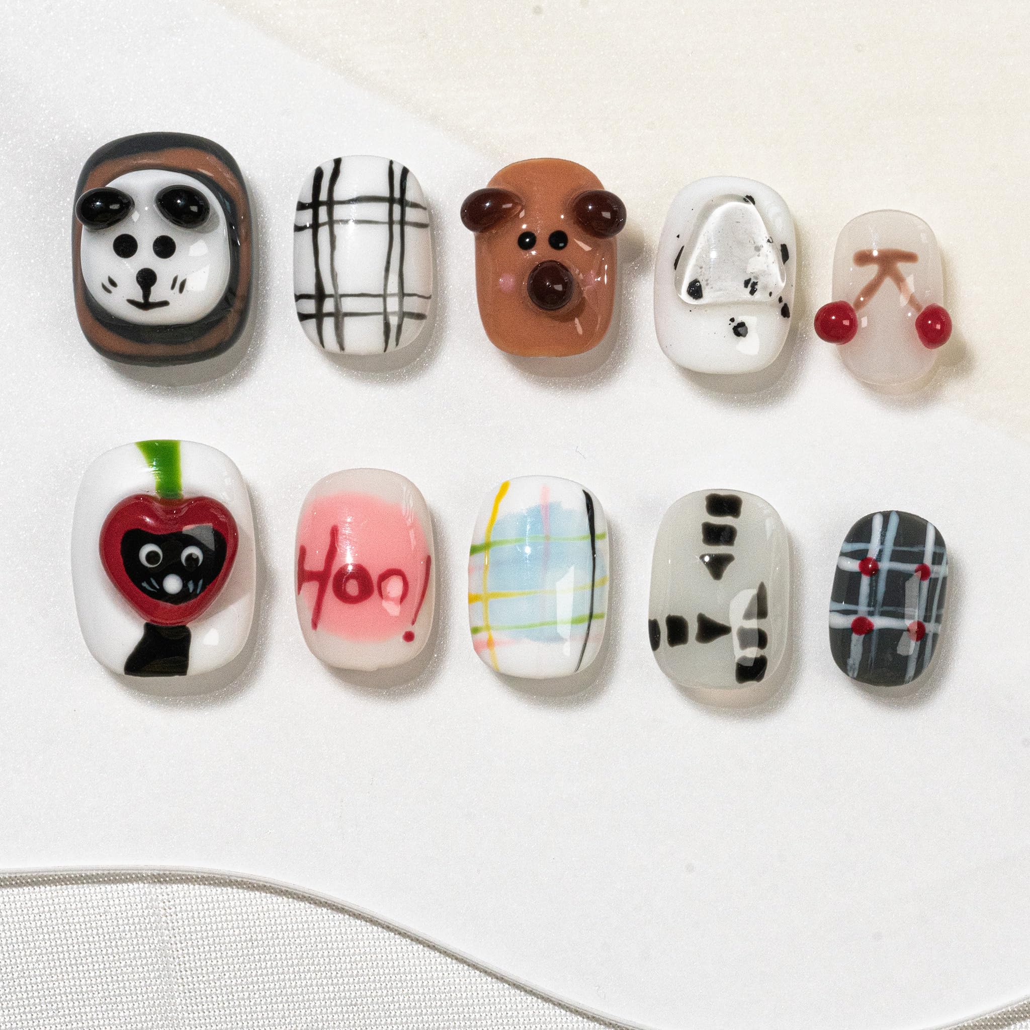 Sun&Beam Nails Handmade Press-on Long Coffin Ballerina Red White Black Silver Glam Halloween Ombre Design Fashion False Nail Tips 10 Pcs Set (#189 M) — view 30