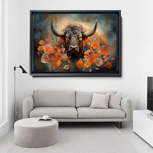Miniatura 4 de Buffalo Bison Landscape, Watercolor Mixed Media Art Print for Canvas or Metal