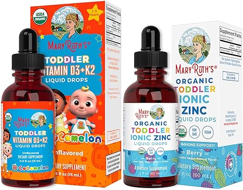 Miniatura 1 de MaryRuth's - Gotas líquidas de vitamina D3 K2 de cocomelón orgánico USDA para niños pequeños y niños pequeños, absorción de calcio, huesos fuertes,