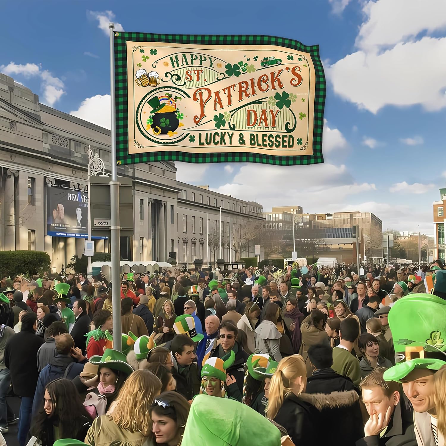 St Patrick's Day Flags for Outside 3x5 Ft Double Sided Irish Lucky Shamrocks Party Flags Durable Polyester St. Patrick's Day Signs for House Indoor Yard Holiday Banner Decoration - Image 7