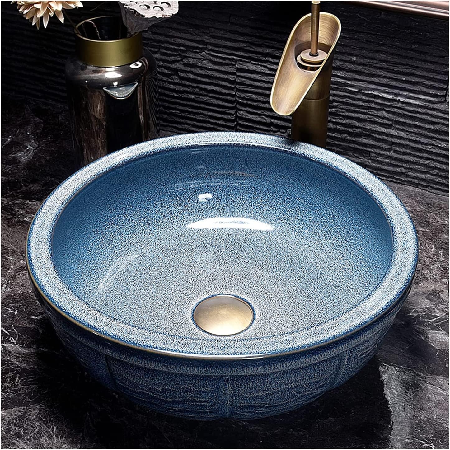 セラミックバスルームシンク ブルーセラミックバスルームベッセル
