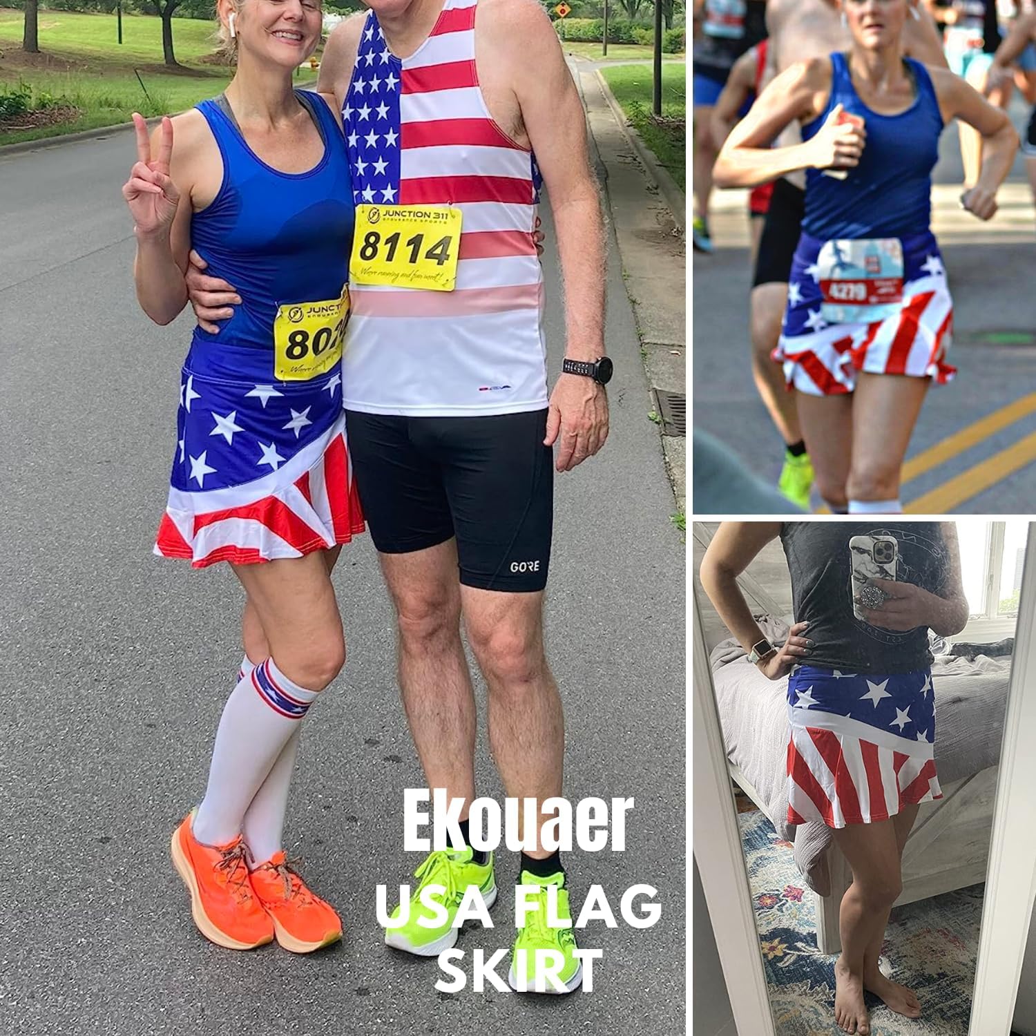 Ekouaer Womens Tennis Skirt Pleated Athletic Skort with Pocket Anti-Slip Strip High Waisted Ruffle Golf Skirts Workout Casual - Image 4