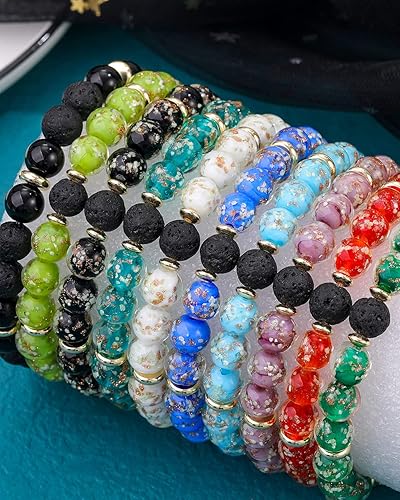 Miniatura 13 de 7 Chakra Bracelet Real Crystal Stone Beads Essential Oil Set Yoga Meditation Protection Lava Rock Jewelry Gifts for Women Men Pulsera de loto