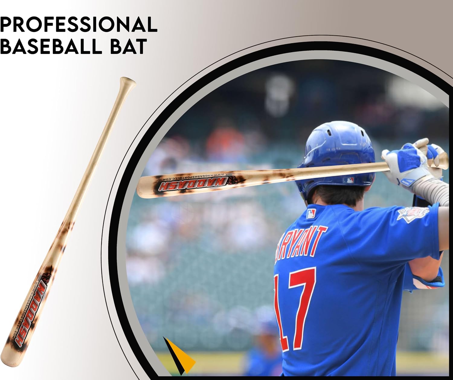 Wooden Baseball bat C271 in Pro Maple Wood for Professional Players Youth-Adults with flamework on Barrel with Cupped in Size 32 inches/29 Oz with Classic Natural Wood Color