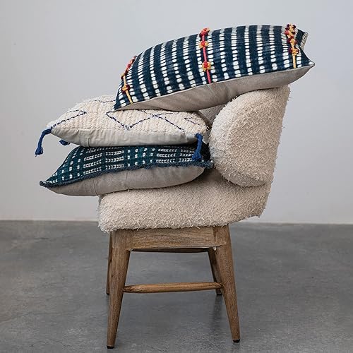 Miniatura 2 de Creative Co-Op Cotton Slub Tie Dye bordados acentos, almohada lumbar multicolor, multicolor