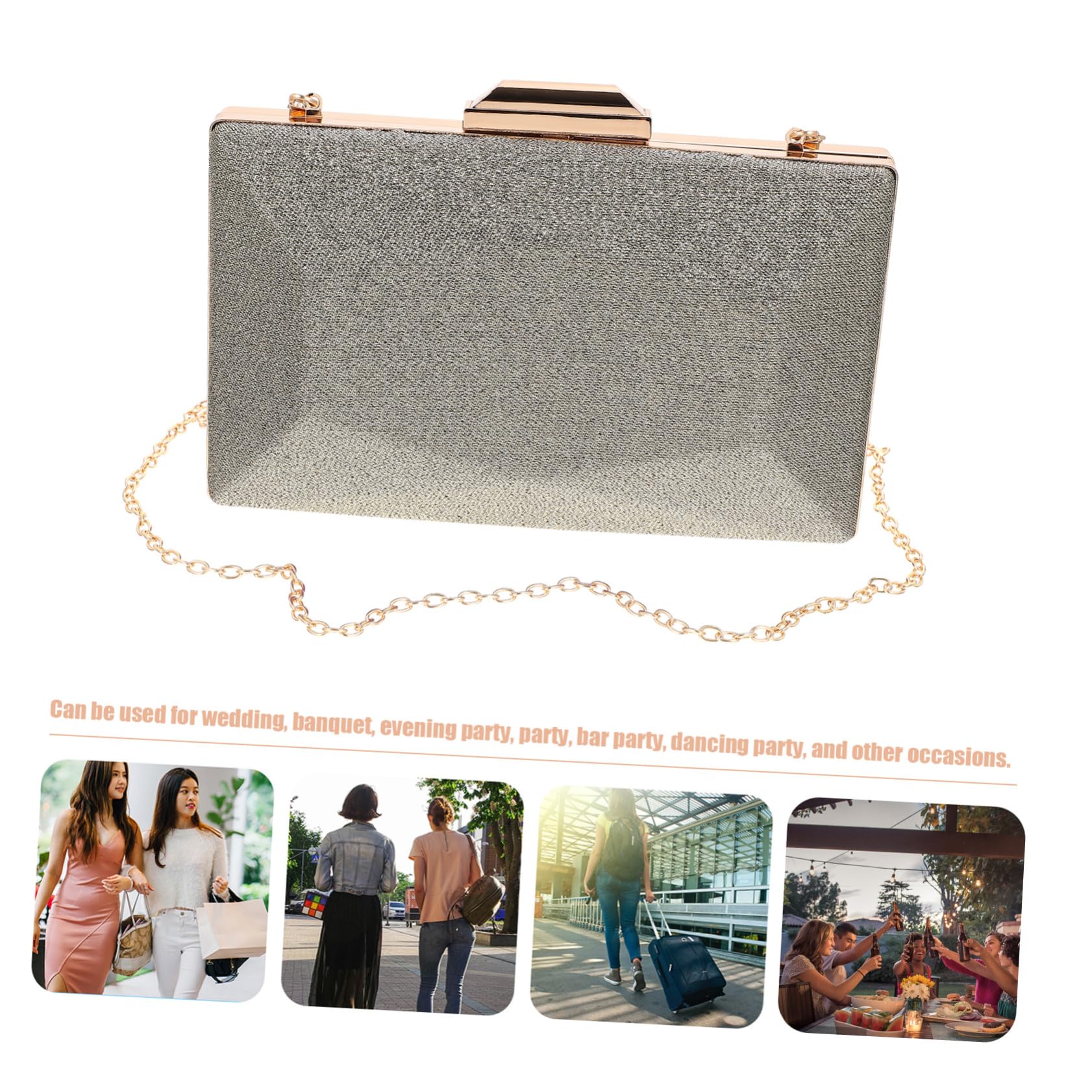 Ipetboom Bolso de Mano Degradado para Fiesta Mujer Bandolera Elegante Diseño Geométrico de Satén Plateado Versátil para Cenas Especiales
