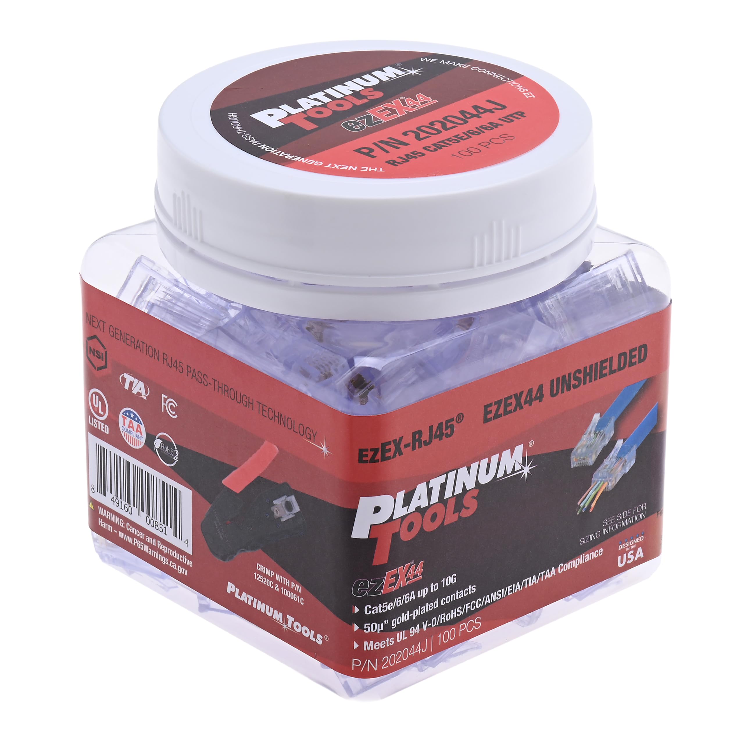 確認用★ Amazon.com: Platinum Tools 202044J ezEX44 Connector for Ethernet