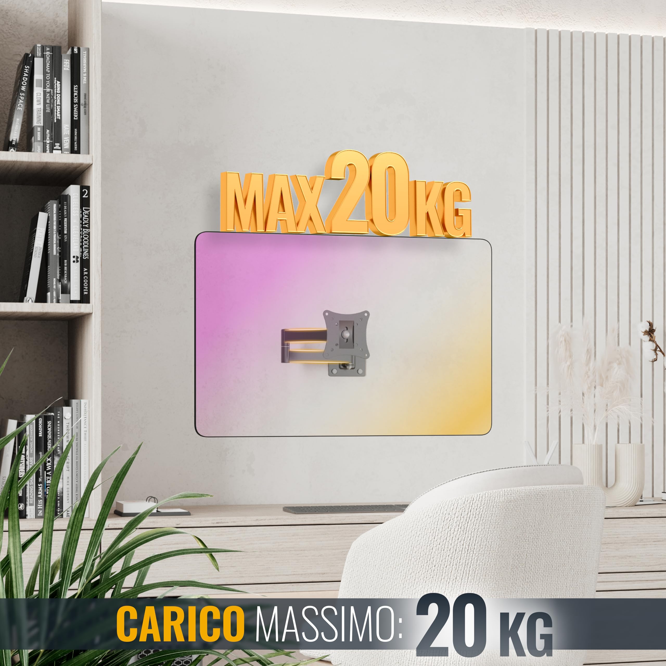 RICOO R02-11 Supporto TV da parete Staffa TV 13-34 pollici per 13 34 pollici girevole inclinabile fino a 20 kg max VESA 100x100 | Supporto per TV da parete, orientabile, VESA 75 x 75, 100 x 100, supporto per monitor curvo