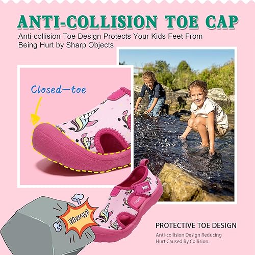 Miniatura 6 de Zapatos de agua para niños y niñas, de secado rápido, con puntera ancha, bonitos zapatos para la playa y la piscina (niños pequeños)