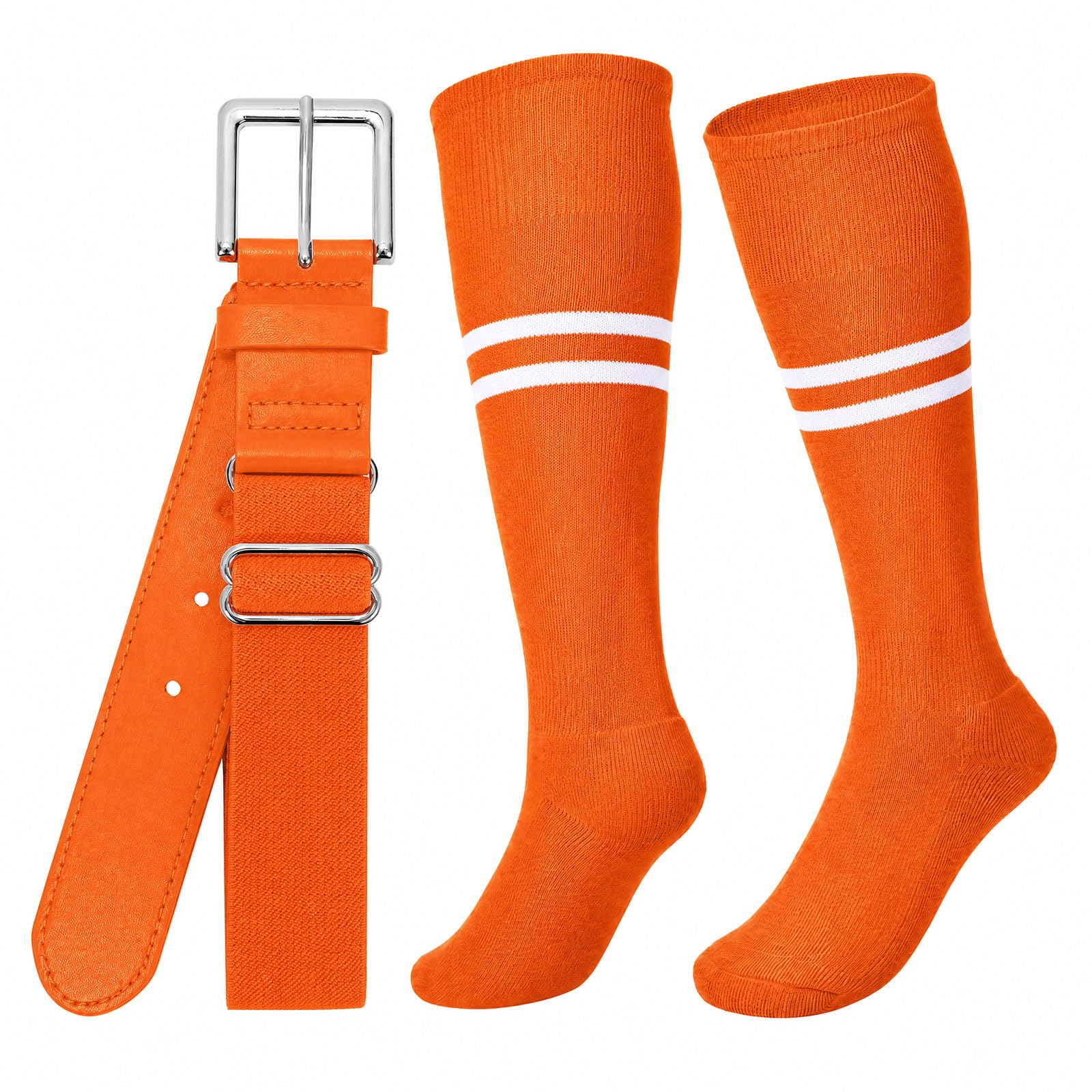 XZQTIVE Baseball Softball Socks and Belt Combo Set Adjustable Softball Socks and Elastic Belt for Kids Youth Adult
