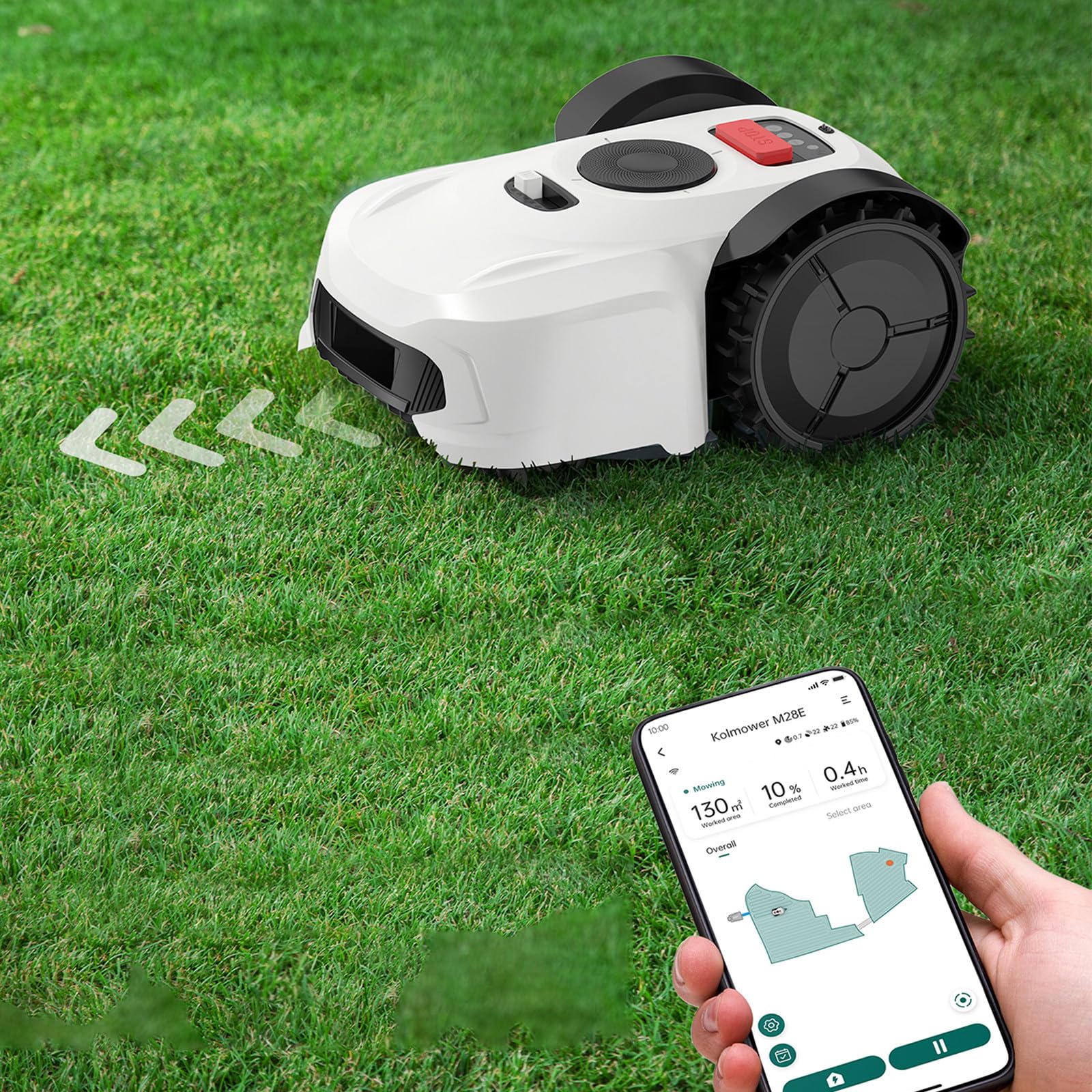 Robot cortacésped sin Cables perimetral Que Corta céspedes pequeños de 2000 m² con navegación óptica, Sistemas de evasión de obstáculos, bajo Nivel de Ruido y función de Parada.
