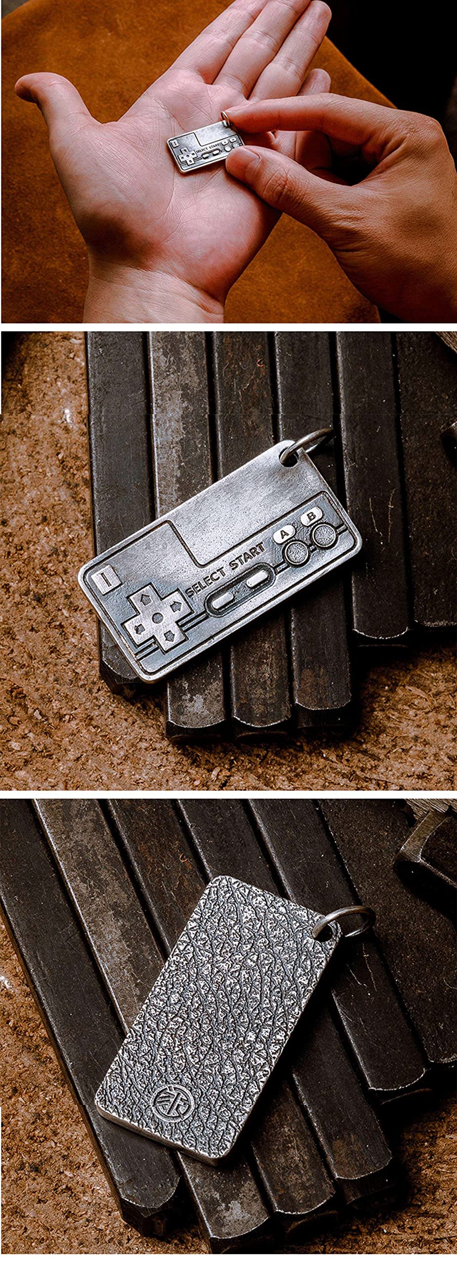 Collana in Argento Sterling Fatto a Mano retrò Console nostalgica Manico a Sospensione a Ciondolo alla Moda di Tendenza alla Moda