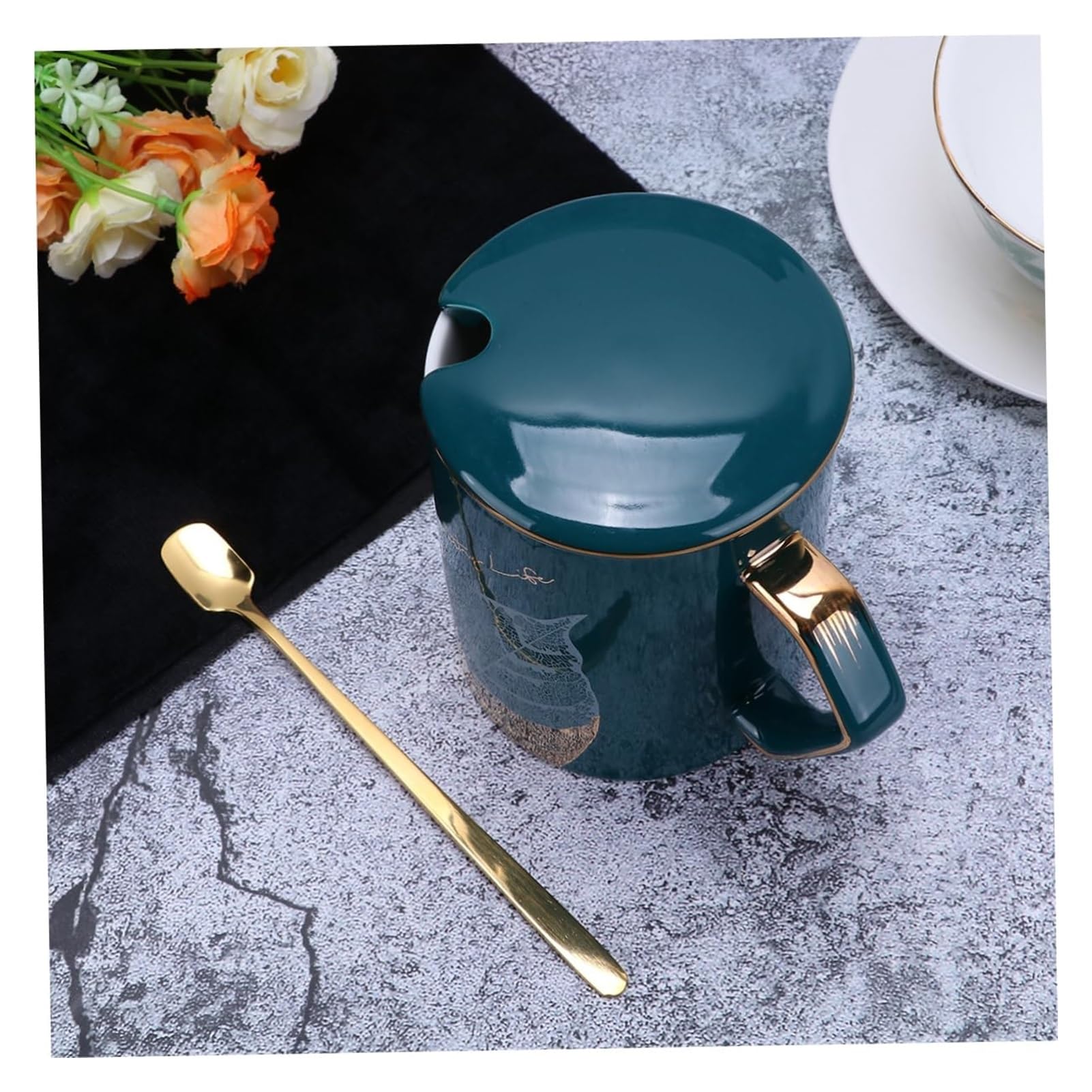 Tazas de café, tazas de bebidas, taza de cerámica con tapa, taza con tapa, taza para beber, taza de agua, taza de regalo, taza de porcelana, taza de café verde, taza de personalidad con tapa, taza de