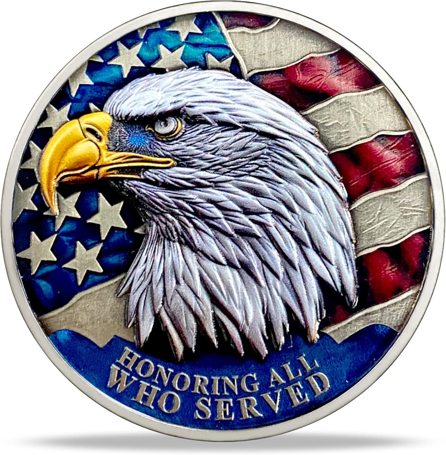 50 PCS Veteran Challenge Coins Bulk - Thank You for Your Service Coin, Military Appreciation Coin, Double-Sided Veterans Coin with Bald Eagle and Soldier Design for Veteran Thank You Gifts