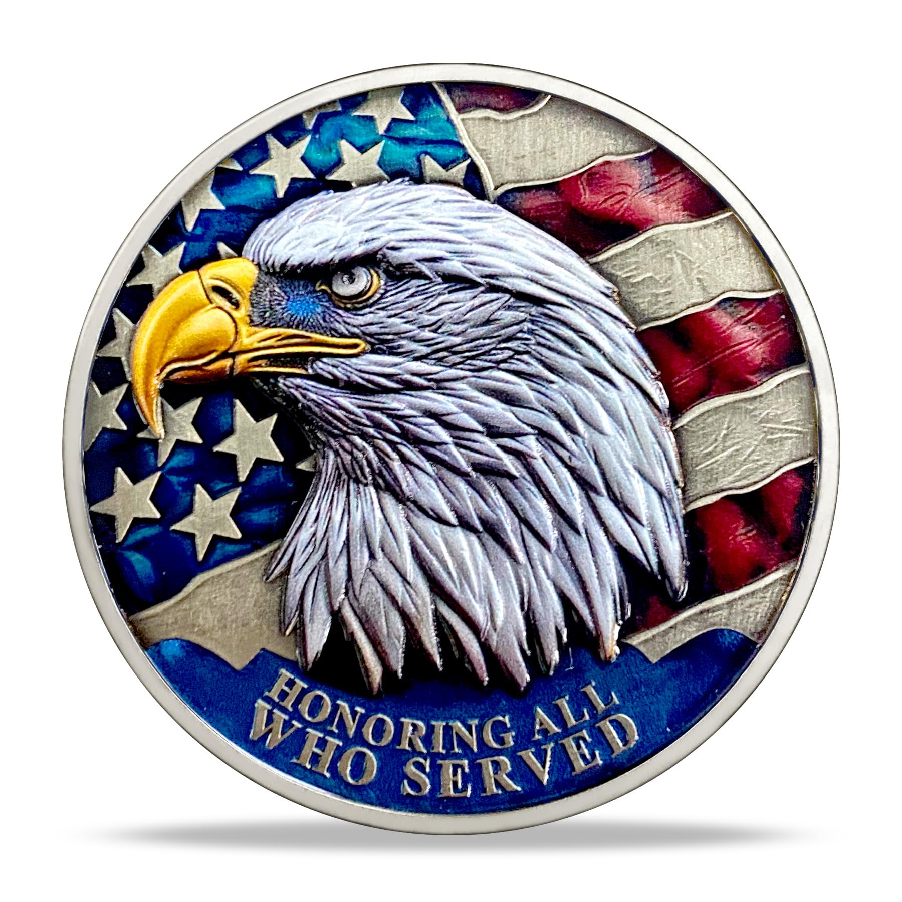 Patriotic Military Challenge Coin | Vintage Eagle and Flag Military chip & Veterans Thank You for Your Service Medallion | Appreciation Gift for
