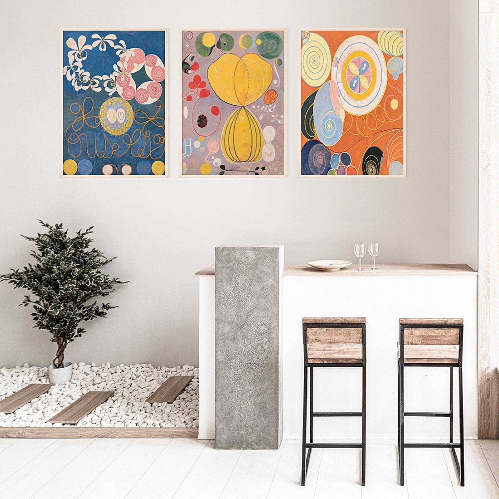Lienzo de Hilma Af Klint de 50x70 cm juego de 3 posters de arte moderno abstracto sin marco
