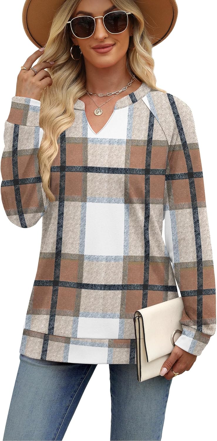 SAMPEEL Sweatshirts for Women V Neck Long Sleeve Shirts Lightweight Sweaters Fall Fashion Tops Outfits 2025 - Image 4