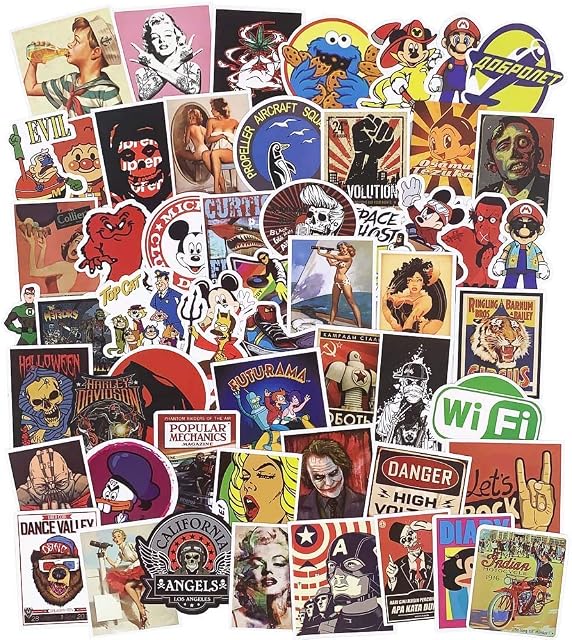 Retro Stickers for Laptops, 100 Pack Trendy Aesthetic Waterproof Vinyl Sticker Patches for Snowboard Bicycle Motorcycle Car Bumpers, Great Gift Choice for Kids Teens Boys Girls Toddler Adult Lover