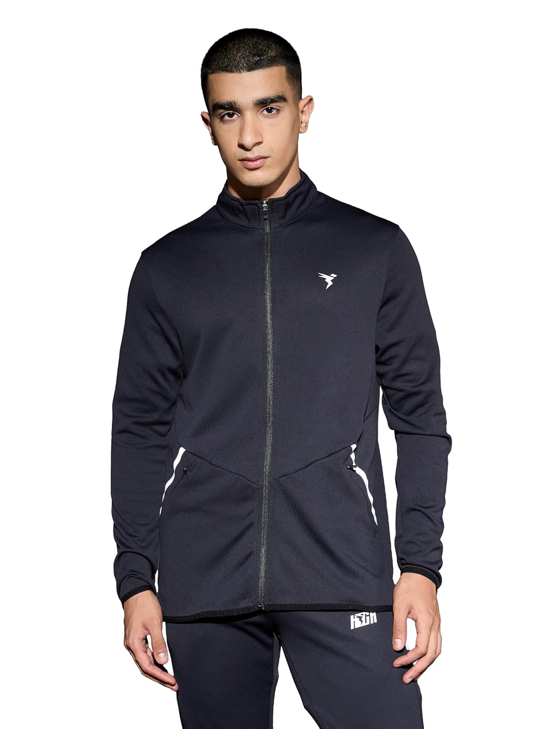 TECHNOSPORT Men Polyester Slim Fit Solid Mock Neck Jacket with Elasto Plus, SPF50+ for Sports and Regular Use TECHNOSPORT Men Polyester Slim Fit Solid Mock Neck Jacket with Elasto Plus, SPF50+ for Sports and Regular Use