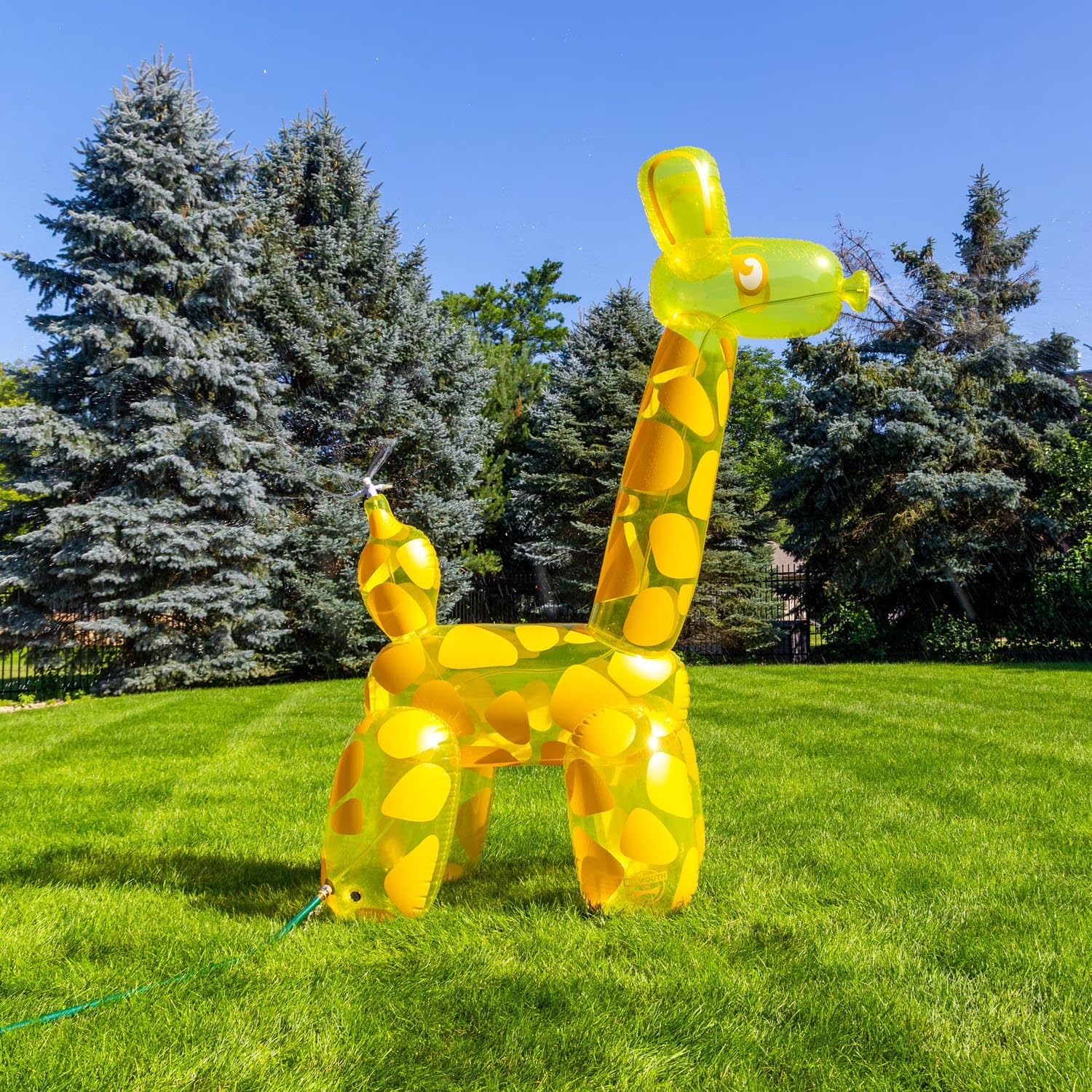 Giant Inflatable Balloon Giraffe Backyard Sprinkler – Over 7 Feet Tall (95") Water Toy – Large Animal Sprinkler for Kids & Families – Includes Ground Stakes & Repair Patch