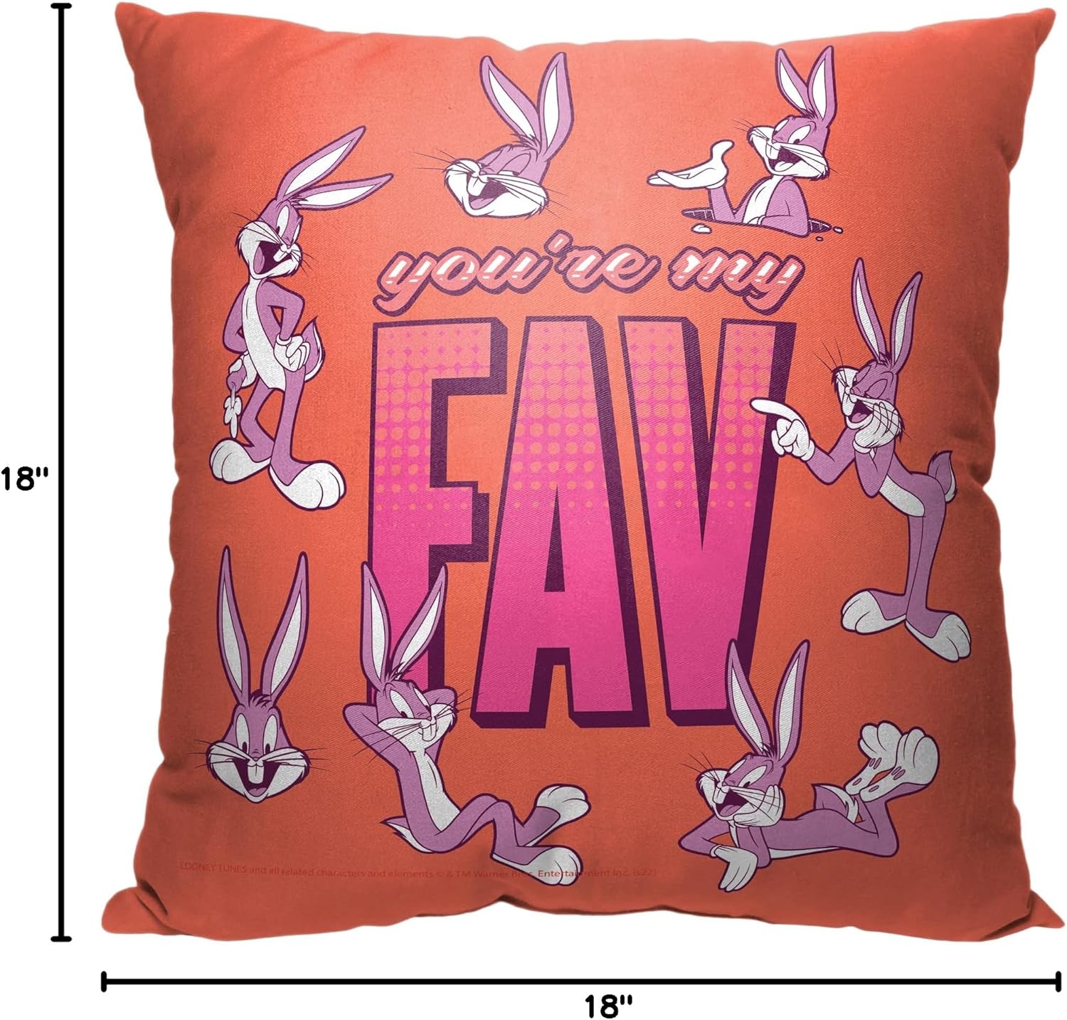 Northwest Looney Tunes Pillow, 18" x 18", You're My Fav