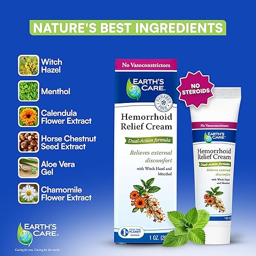 Miniatura 6 de Earth's Care Crema para hemorroides - Tratamiento para el alivio de hemorroides 1 OZ. (0.99 oz.)
