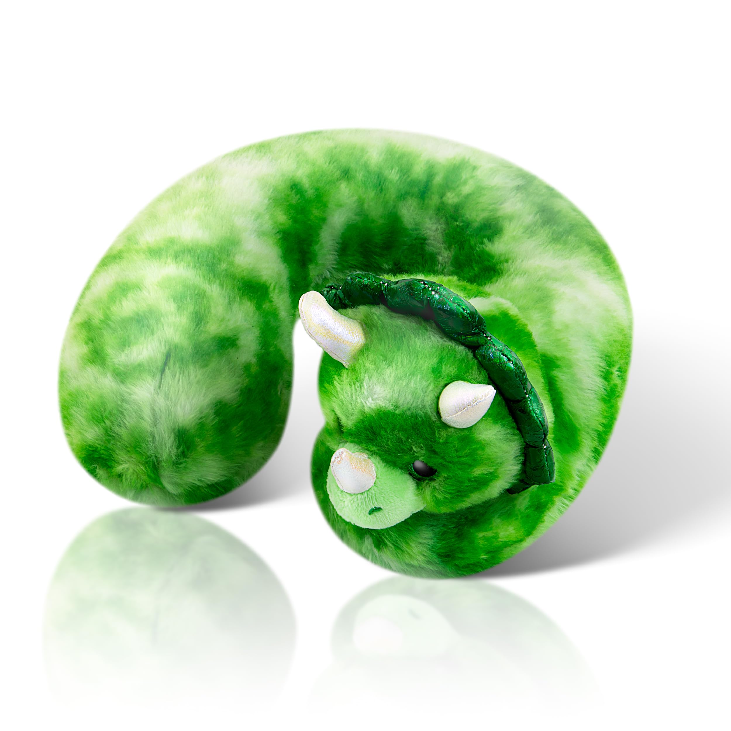 Cloudz Kids Super Soft N' Cuddly Animal Airplane Travel Neck Pillow! Keep Children Comfy and Supported with a Buddy While Traveling or just Resting at Home - Green Dino