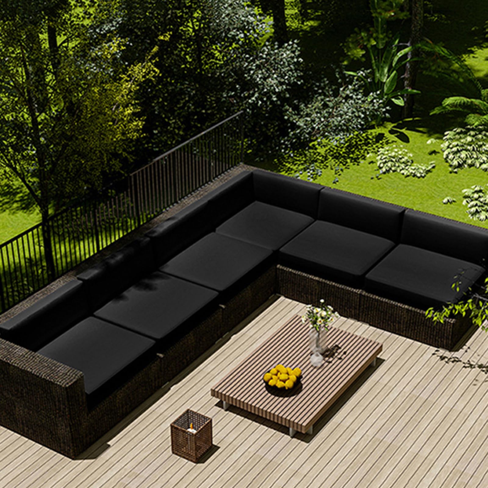 Outdoor Sofa Seat Cushion Cover Waterproof,Outdoor Seat Cushion Cover Removable With Zipper,Sofa Cover L Shape Corner Sofa 2 3 Seater For Garden Furniture Made Of Rattan,Black,63x68x12cm