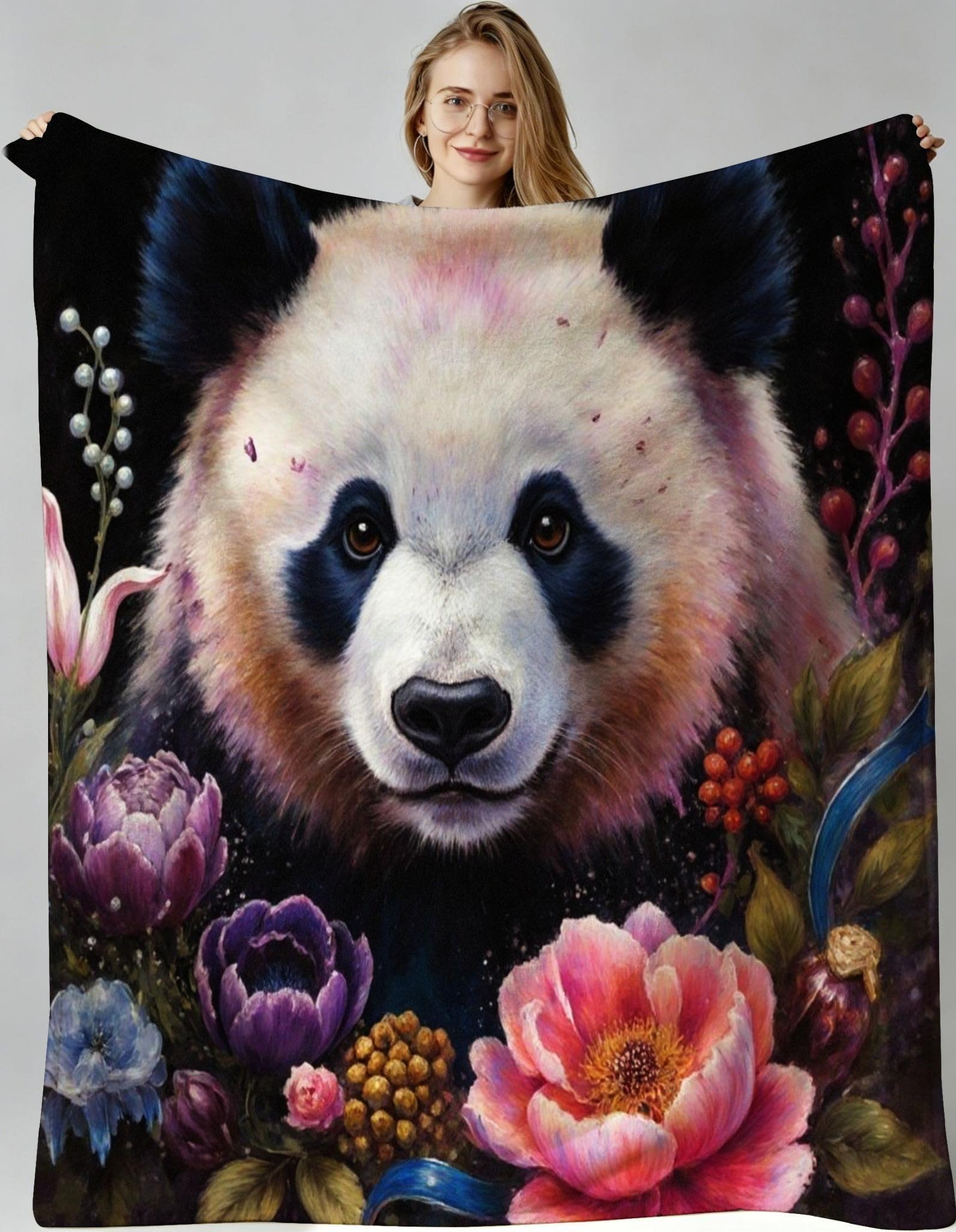 Plaid polaire 240x260 panda jeté de canapé microfibre