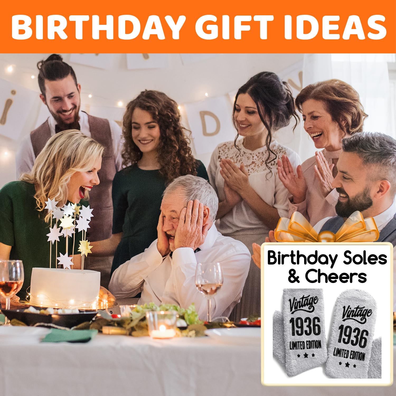 HAPPYPOP 90th Birthday Gifts Ideas - Socks for 81 82 83 84 86 90 Year Men, Elderly Gifts - Image 6