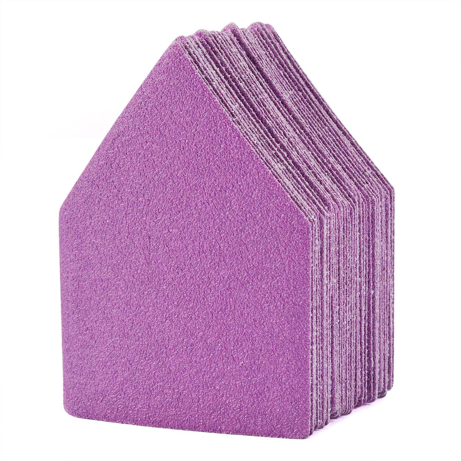80 Grit Sandpaper 50PCS, 90mm x 65mm Triangle Sanding Sheets, Fits Milwaukee M12 Fuel Sander, Hook & Loop Detail Sander, White Fused Alumina Abrasive Sand Paper for Wood Finishing, Detail Sanding