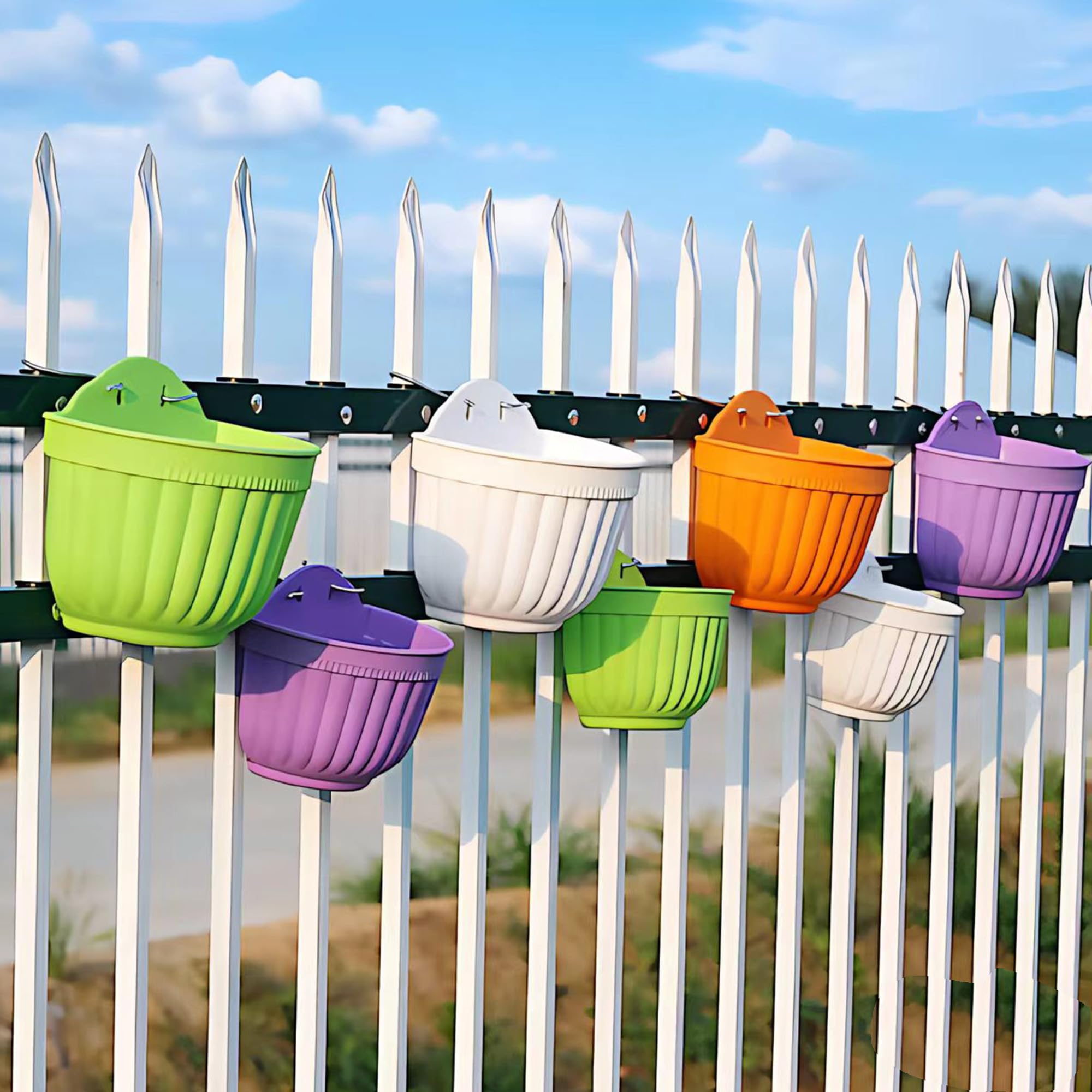 8 macetas de Resina Coloridas para Colgar en la Pared, Maceta Vertical para jardín, Sala de Estar, Ventana, para Interiores y Exteriores, Cesta de Flores para Cocina, Hierbas, balcón, barandilla,