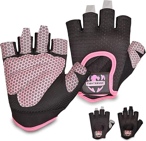 FIGHTSENSE Guantes de levantamiento de pesas con protección completa de la palma de la mano, guantes de entrenamiento para hombres y mujeres,
