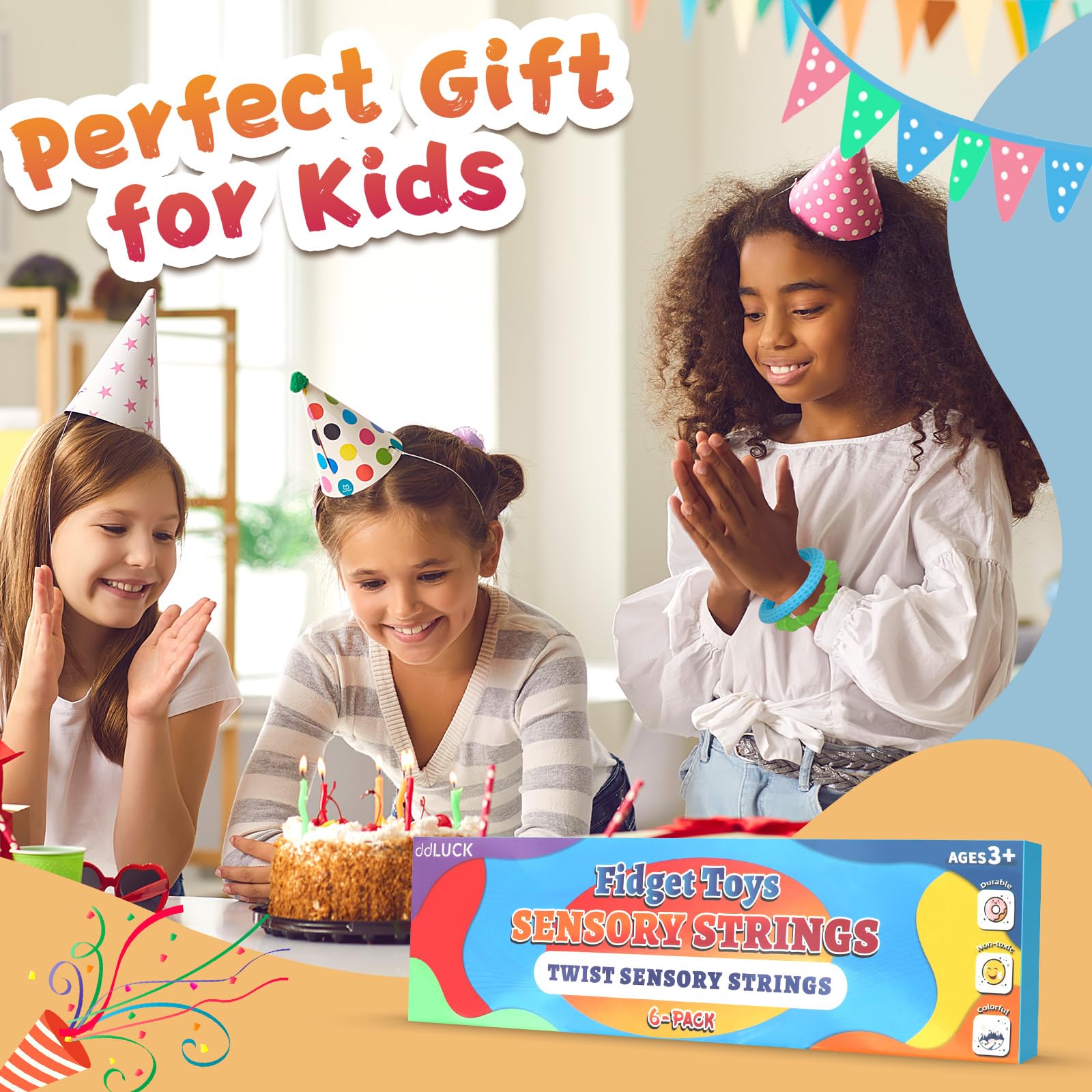ddLUCK Fidget Toys Silikon Sensory Stick, sensoryczne zabawki dla osób z ADHD, antystresowe, autyzm, redukcja stresu, sensoryczne zabawki podróżne dla dzieci od 3 lat i dorosłych (6 szt.)