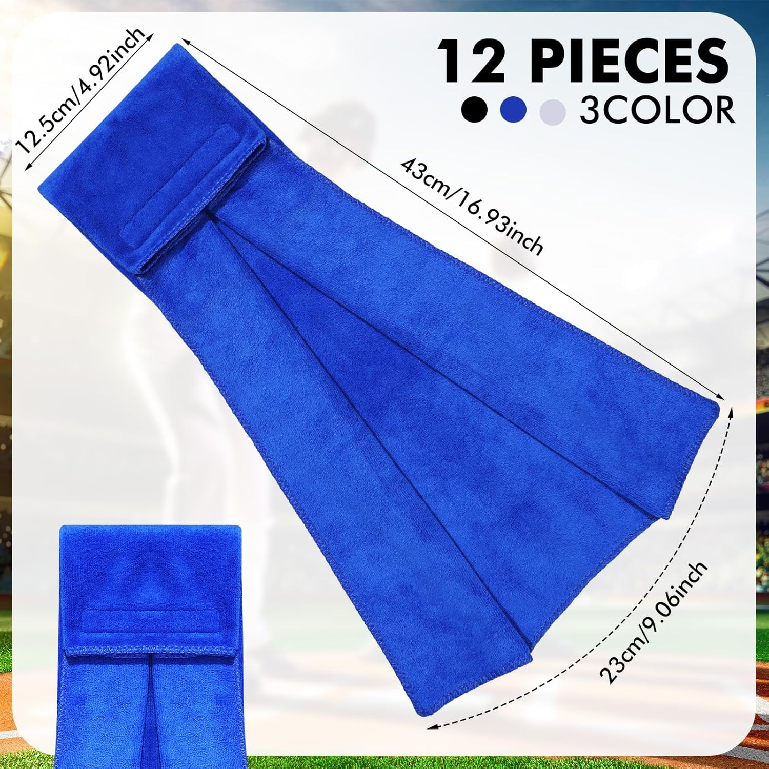 Buryeah 12 Pcs Football Field Towel Closed Loop Accessories Cotton Sports Sweat Towel with Hook and Loop Fastener for Football, Golf, Gym - Image 2