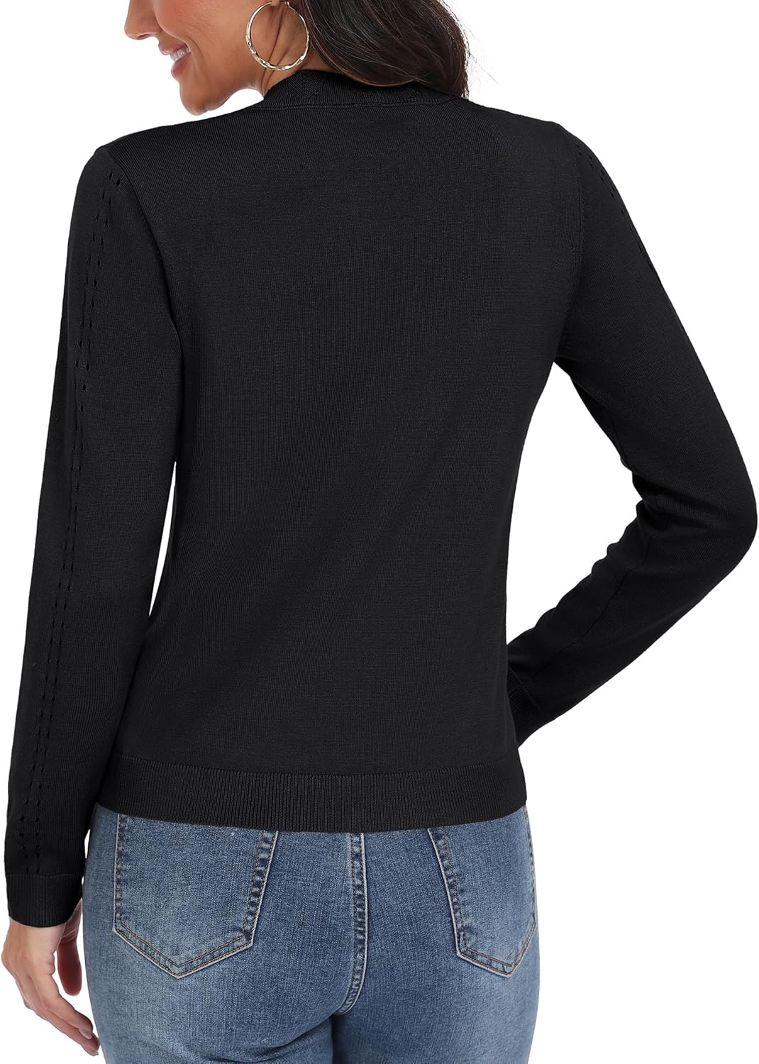 PrinStory Womens Cardigan Sweaters Long Sleeve Casual Button Down V-Neck Open Front Hollow Lightweight Knit Clothes 2026 - Image 5