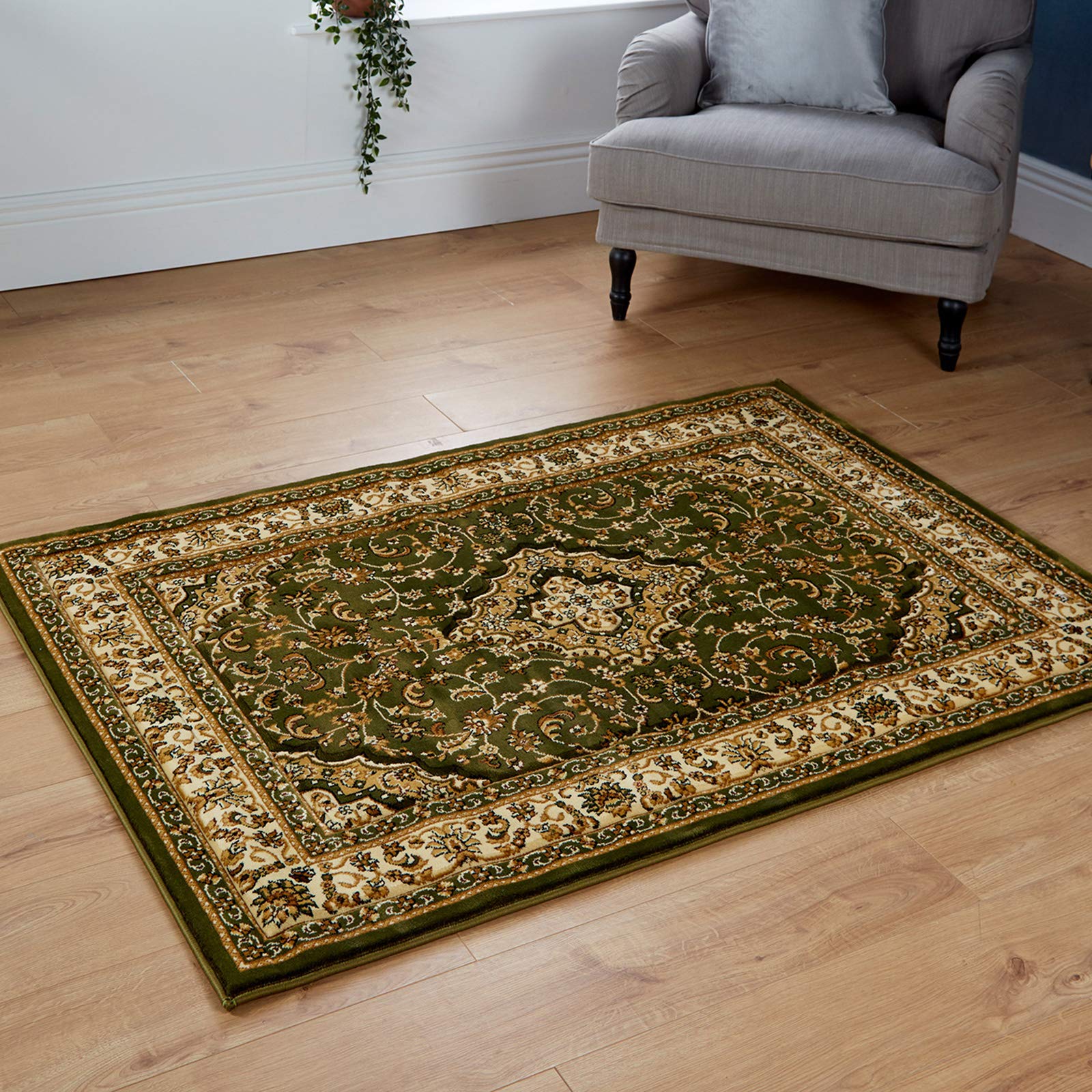 Heritage Traditional Large Area Rugs For Dining and Living Room l Ideal For Kids Room, Bedroom, Kitchen, Indoor/Outdoor Hallway Runner Carpet Mat (Green,120x170)